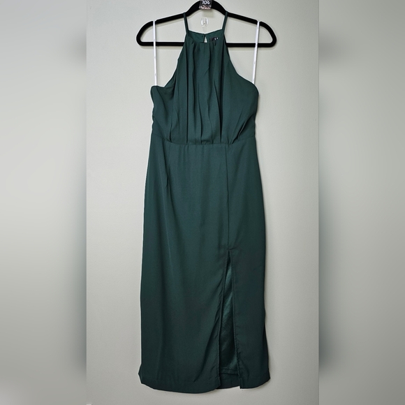 Lulus Dreamy Date Night Emerald Green Sleeveless Midi Dress, Size Large - Picture 9 of 10